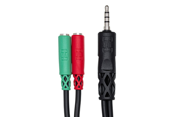 Hosa YMM-108 Headset/Mic Breakout Cable 3.5 mm TRRS to Dual 3.5 mm TRSF