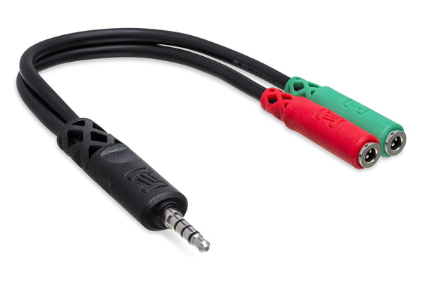Hosa YMM-108 Headset/Mic Breakout Cable 3.5 mm TRRS to Dual 3.5 mm TRSF