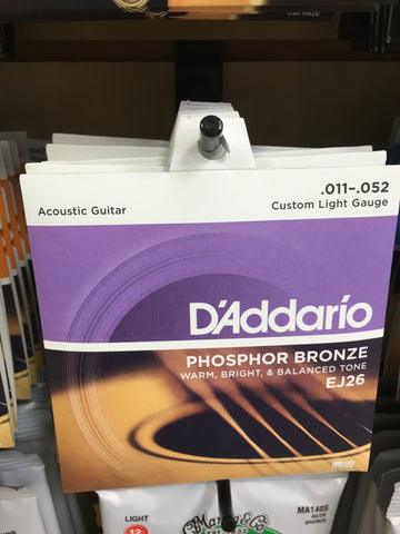 D'Addario EJ26 Phosphor Bronze Acoustic Guitar Strings, Custom Light Gauge Standard