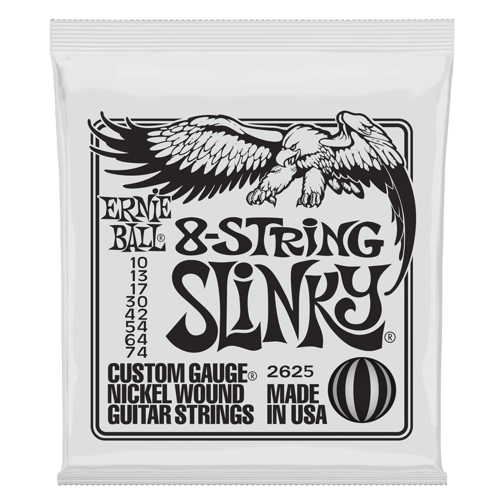 Ernie Ball 2625 8-String Slinky Electric Guitar Strings, .010 - .074
