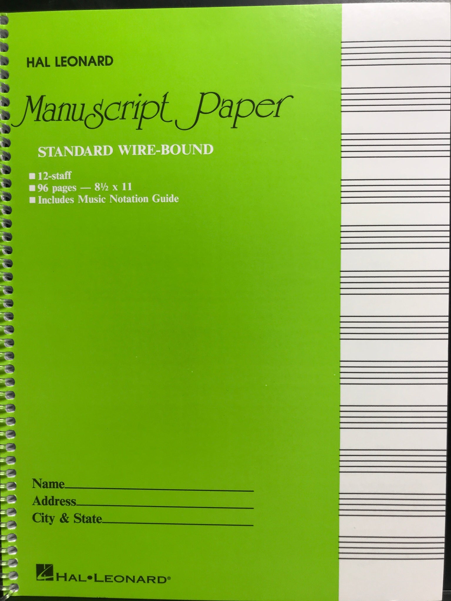 Hal Leonard Manuscript Paper Standard Wire-Bound