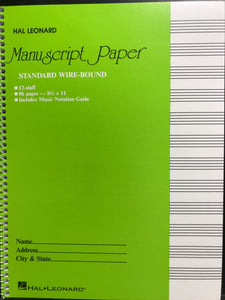 Hal Leonard Manuscript Paper Standard Wire-Bound