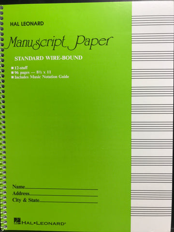 Hal Leonard Manuscript Paper Standard Wire-Bound