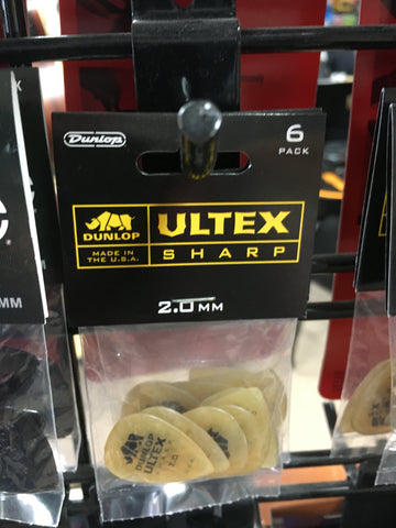 Dunlop 2.0mm Ultex Sharp 6 Pick Pack