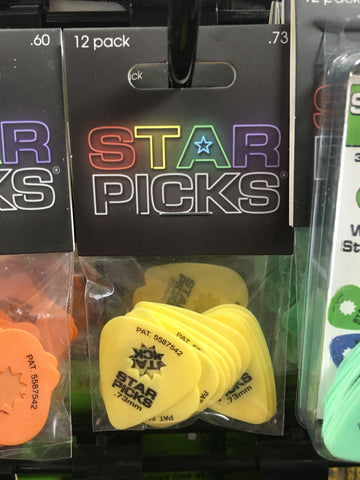 Star Picks .73mm 12 Pick Pack Yellow