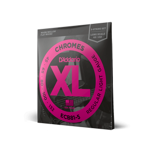 D'Addario 45-132 Regular Light 5-String, Long Scale, XL Chromes Bass Strings ECB81-5