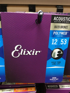 Elixir 11050 Polyweb 80/20 Bronze Acoustic Guitar Strings  - Light (12-53)