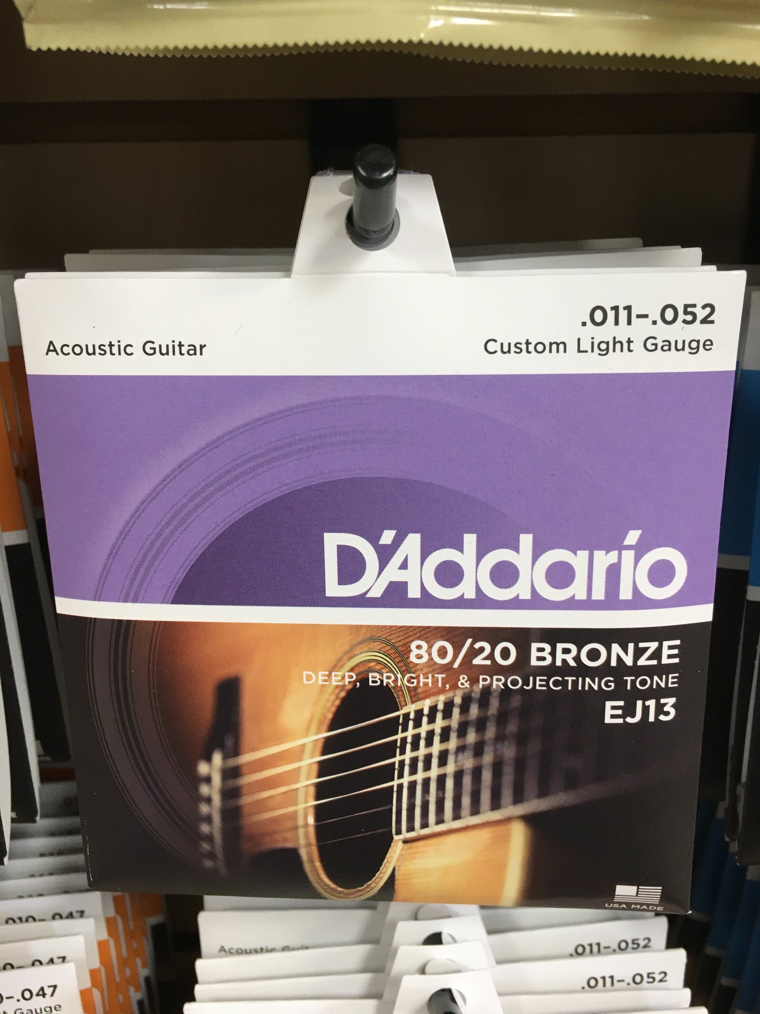 D'Addario EJ13 80/20 Bronze Acoustic Guitar Strings, Custom Light Gauge Standard