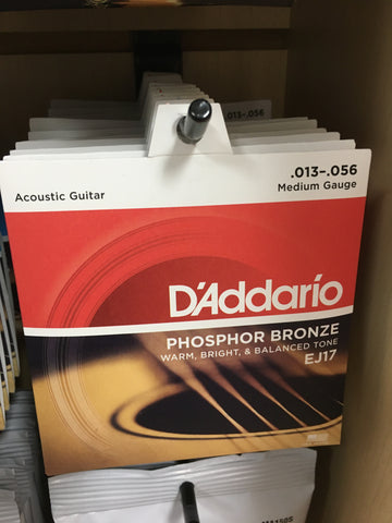 D'Addario EJ17 Phosphor Bronze Medium Acoustic Guitar Strings, .013 - .056