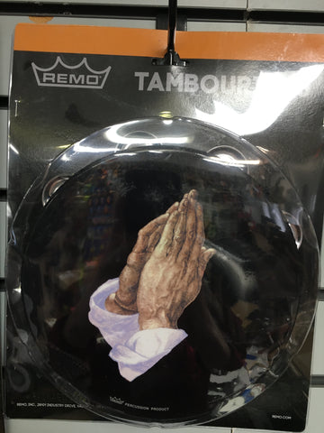 Remo 8" Praise Series 8 Pair Single Jingle Row Tambourine Praying Hands
