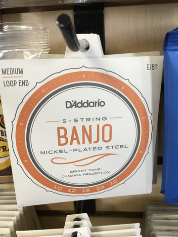 D'Addario J61 5-String Banjo Strings - Medium (10-23)