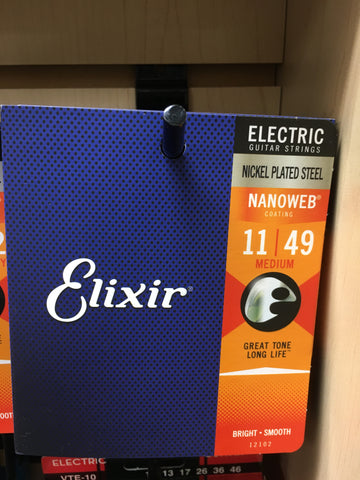 Elixir 12102 Nanoweb Nickel Plated Steel Electric Guitar Strings - Medium (11-49)