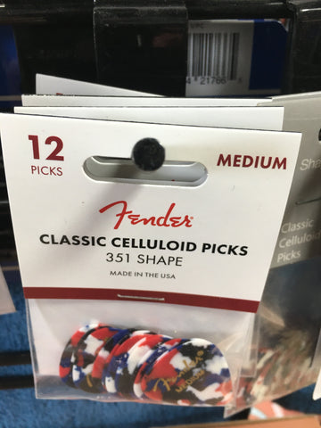 Fender Classic Celluloid 351 12 Pick Pack Medium Confetti