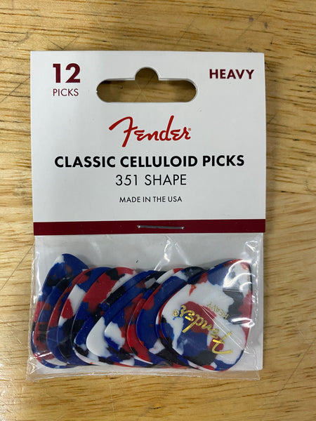 Fender Classic Celluloid 351 12 Pick Pack Heavy White