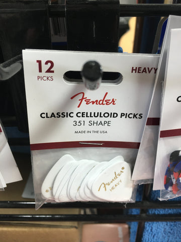Fender Classic Celluloid 351 12 Pick Pack Heavy White