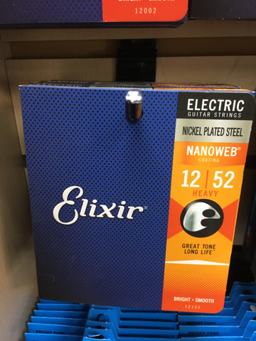Elixir 12152 Nanoweb Nickel Plated Steel Electric Guitar Strings - Heavy (12-52)