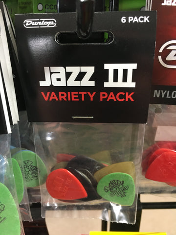 Dunlop PVP103 Jazz III 6 Pick Variety Pack