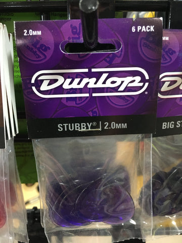 Dunlop Stubby 2.0mm 6 Pick Pack Purple