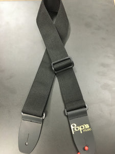 Henry Heller 2" Nylon Pop's Music Logo Guitar Strap Black