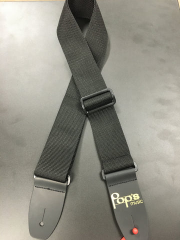 Henry Heller 2" Nylon Pop's Music Logo Guitar Strap Black