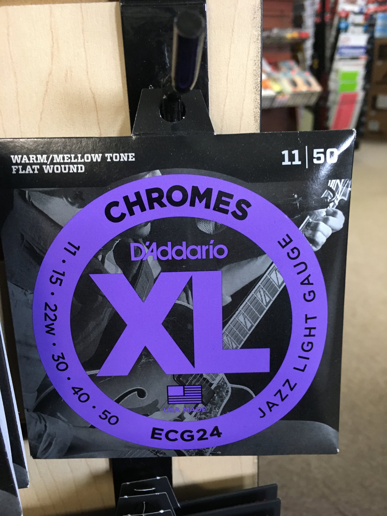 D'Addario ECG24 XL Chromes Flatwound Electric Guitar Strings, Jazz Light Gauge Standard