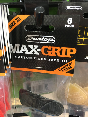 471P3C Dunlop Jazz III Pointed Carbon Fiber 6 Pick Pack