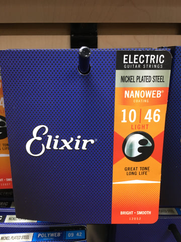 Elixir 12052 Nanoweb Nickel Plated Steel Electric Guitar Strings - Light (10-46)