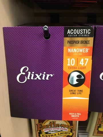 Elixir 16002 Nanoweb Phosphor Bronze Acoustic Guitar Strings - Extra Light (10-47)