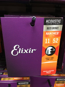 Elixir 16027 Nanoweb Phosphor Bronze Acoustic Guitar Strings - Custom Light (11-52)