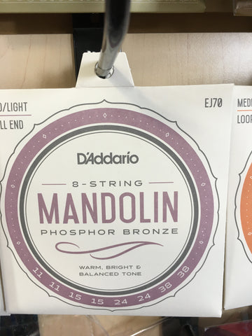 D'Addario EJ70 Phosphor Bronze Mandolin Strings Ball End Medium/Light 11-38