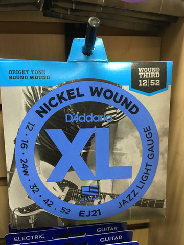 D'Addario EJ21 XL Nickel Wound Electric Guitar Strings, Jazz Light Gauge Standard