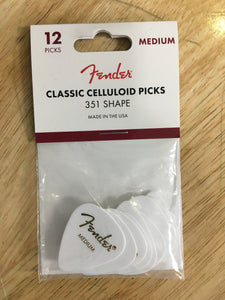 Fender 351 Classic Celluloid Guitar Picks 12-Pack - Medium White
