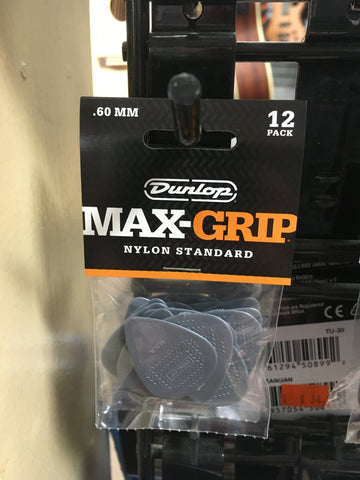 Dunlop .60mm Max-Grip Nylon 12 Pick Pack