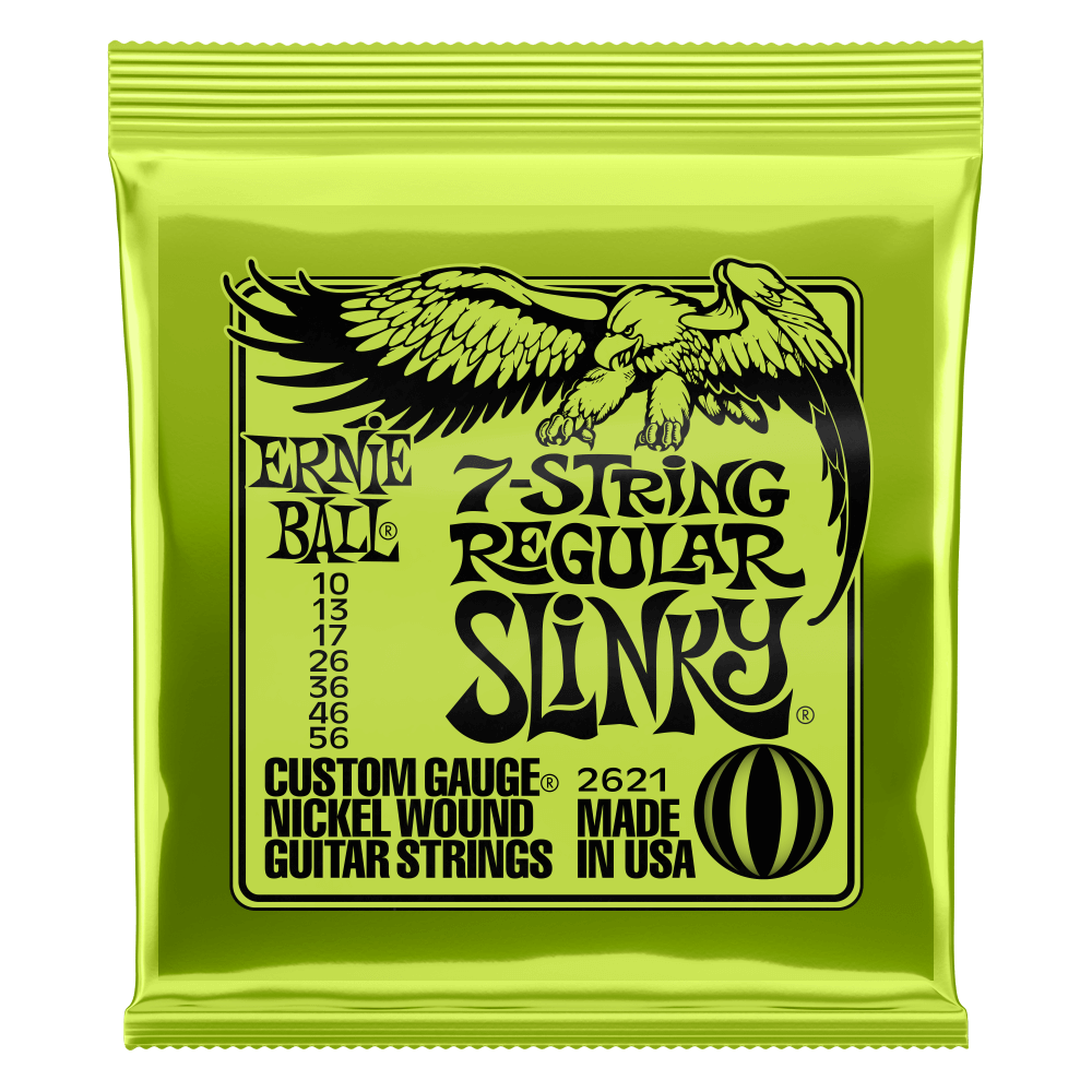 Ernie Ball 2621 7-String Regular Slinky Electric Guitar Strings, .010 - .056