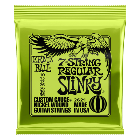 Ernie Ball 2621 7-String Regular Slinky Electric Guitar Strings, .010 - .056