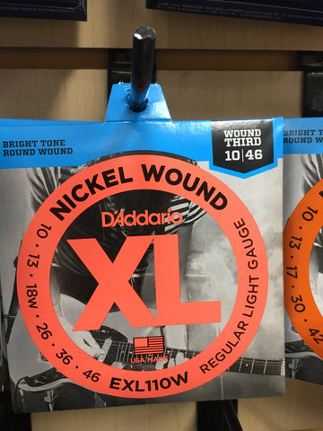 D'Addario EXL110W Nickel Wound Electric Guitar Strings Regular Light Gauge with Wound 3rd