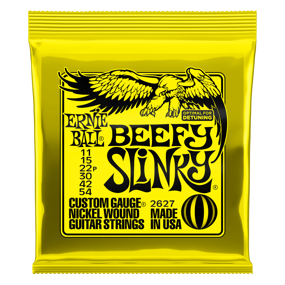 Ernie Ball 2627 Beefy Slinky Nickel Wound Drop Tuning Electric Guitar Strings, .011 - .054