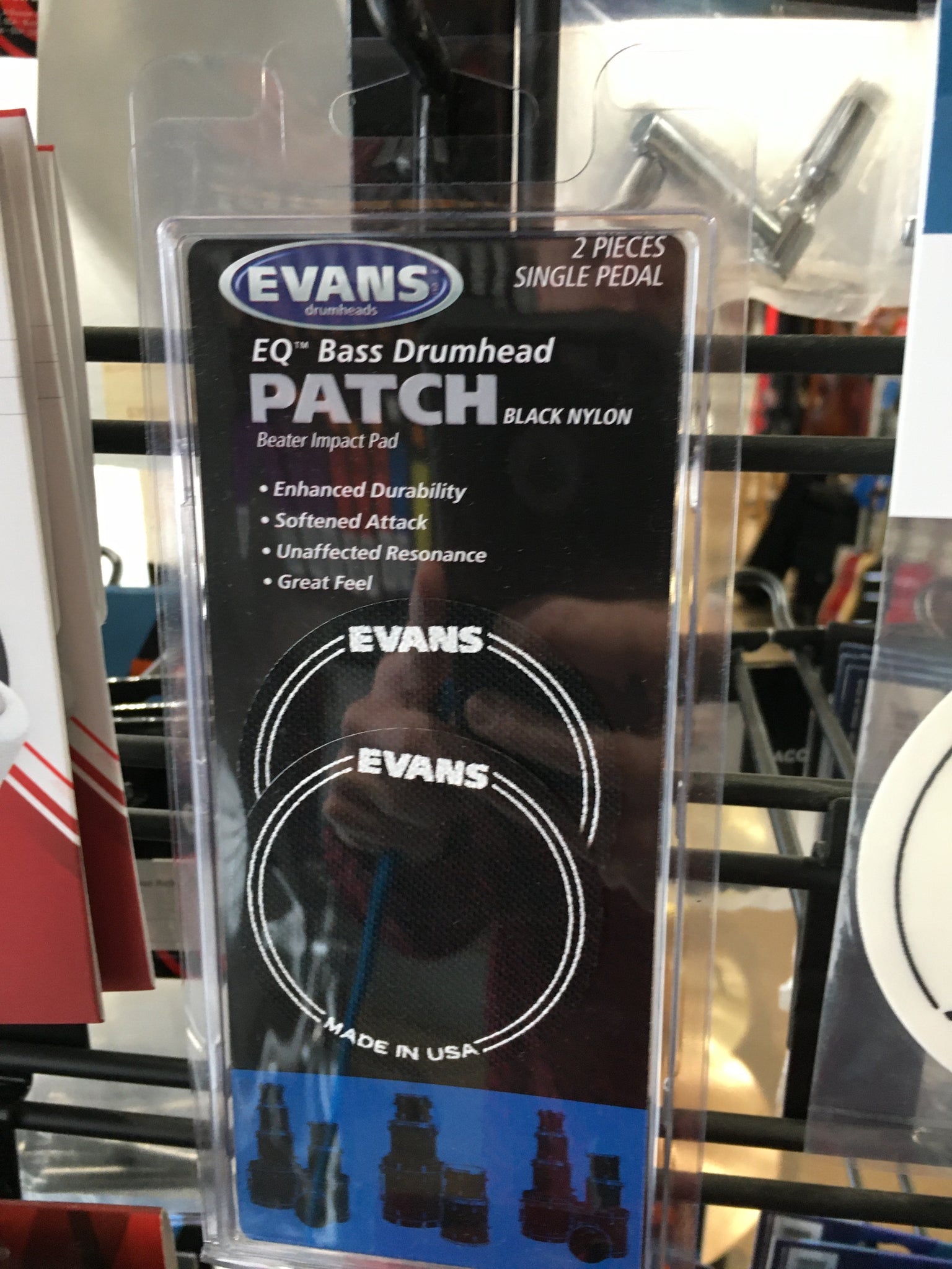 Evans EQPB1 EQ Single Pedal Patch - Black Nylon