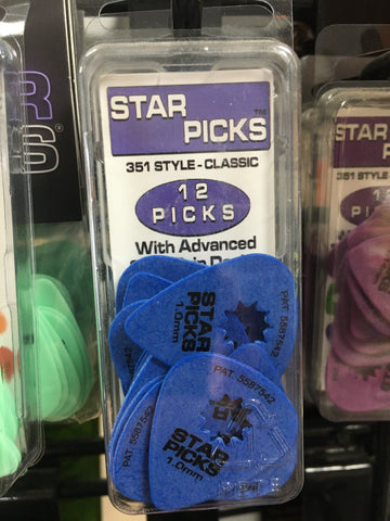 Star Picks 1.00mm 12 Pick Pack Blue