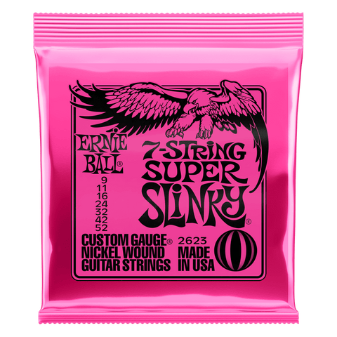 Ernie Ball 2623 7-String Super Slinky Electric Guitar Strings, .009 - .052