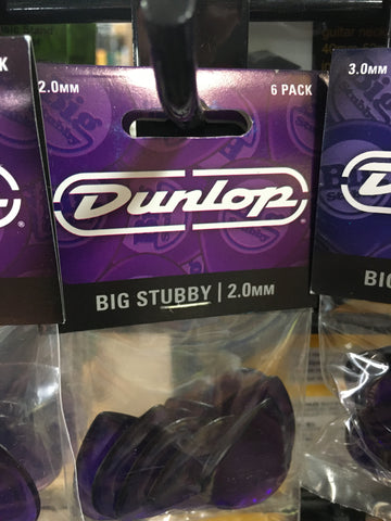 Dunlop Big Stubby 2.0mm 6 Pick Pack Purple