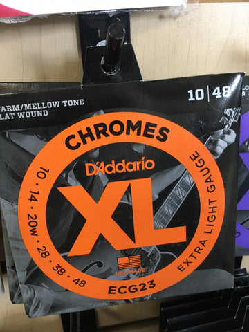 D'Addario ECG23 XL Chromes Flatwound Electric Guitar Strings, Extra Light Gauge