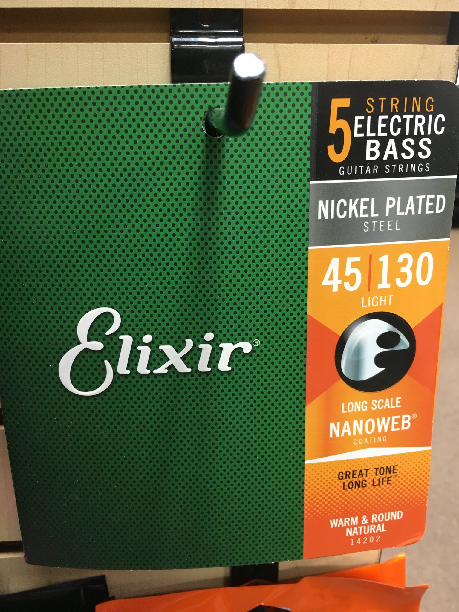 Elixir 14202 Nanoweb Nickel Plated Steel 5-String Electric Bass Strings - Light (45-130)