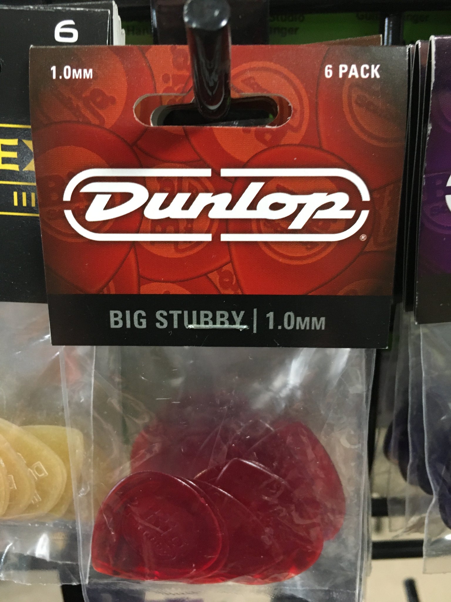 Dunlop Big Stubby 1.0mm 4 Pick Pack Red